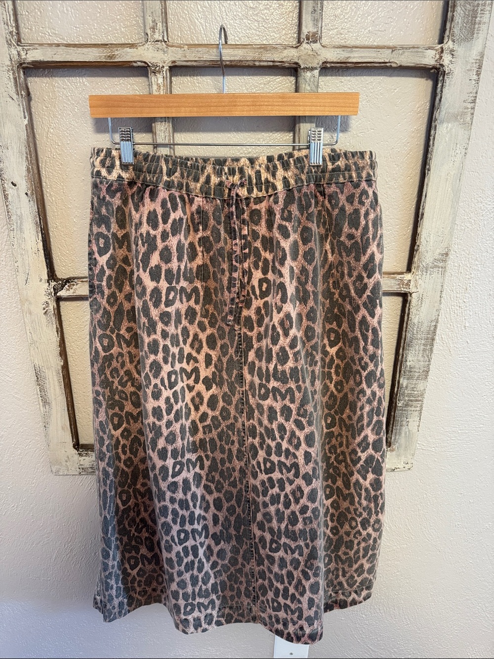 Anthropologie Leopard Print Midi Skirt in Pink and Brown